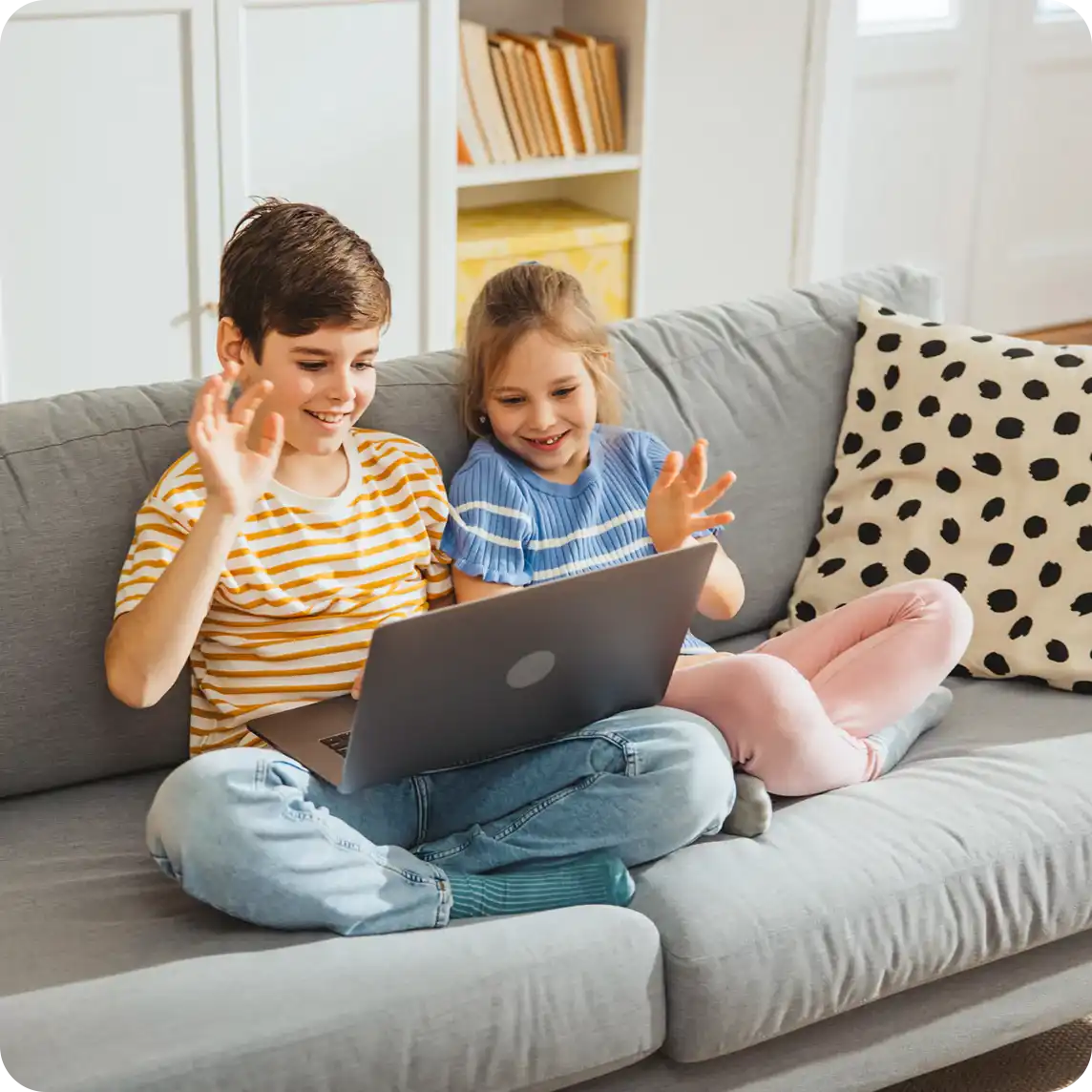 Kids Waving Couch