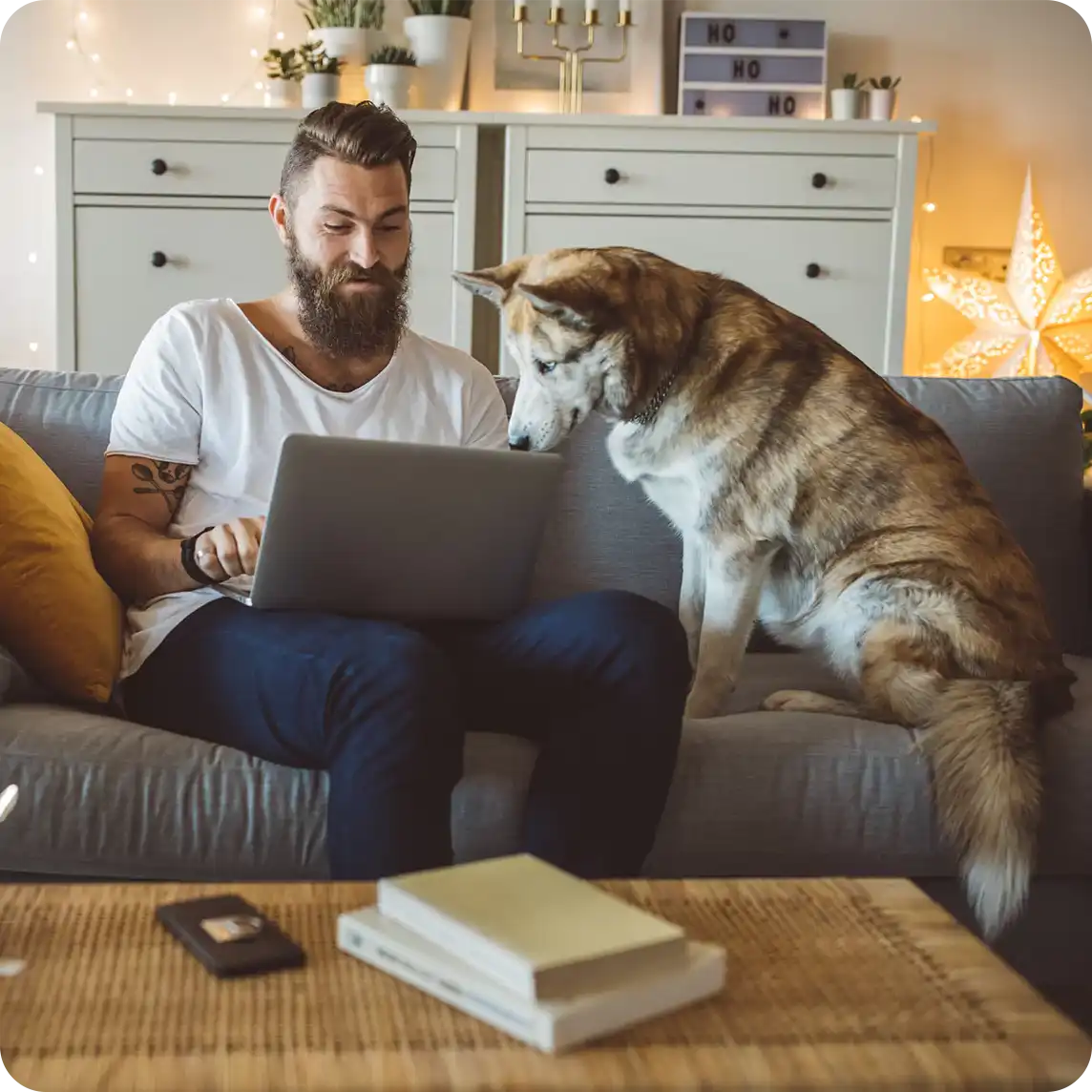 man and dog